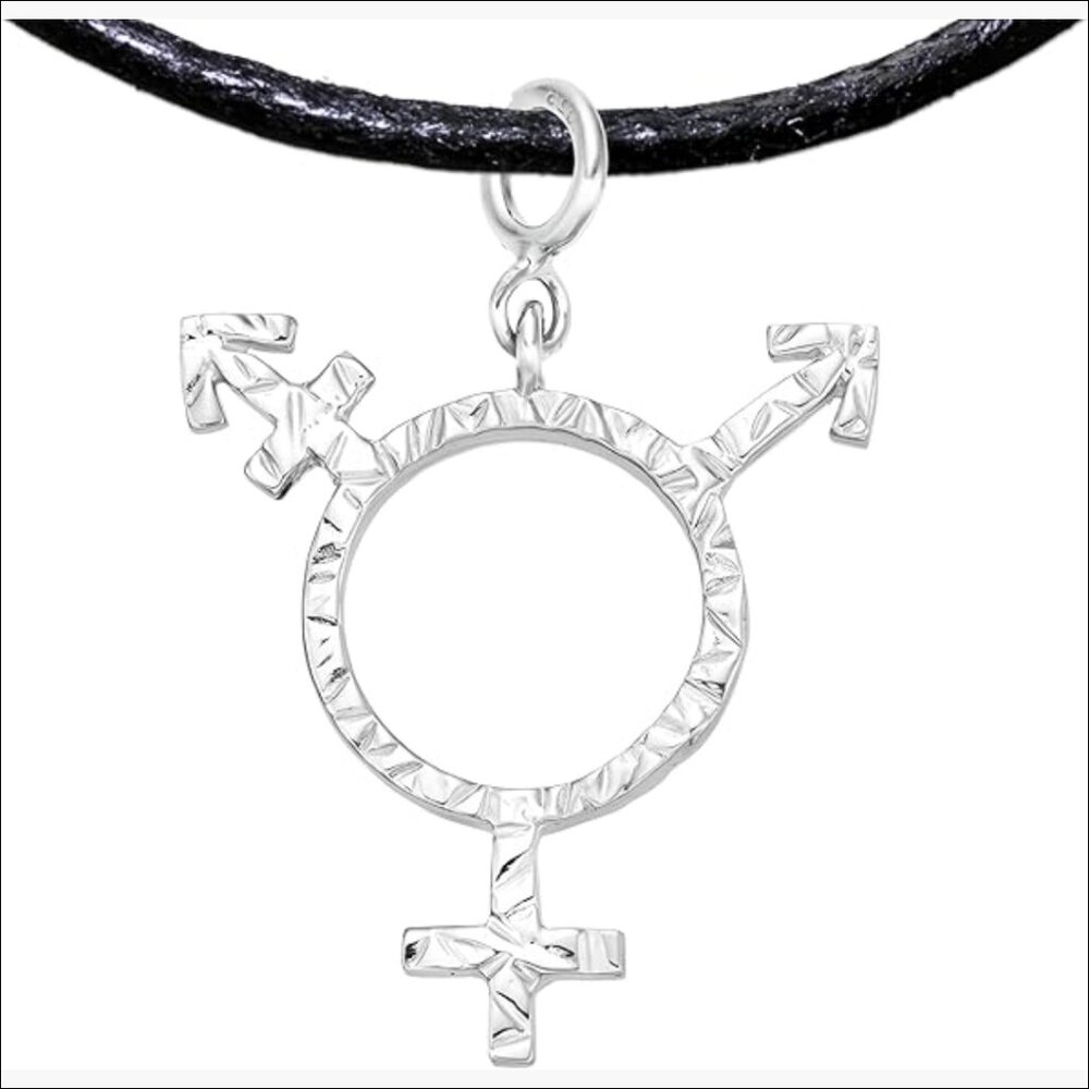 925 Sterling Silver LGBTQ+ Pendant Necklace, Platinum Plated, Handmade